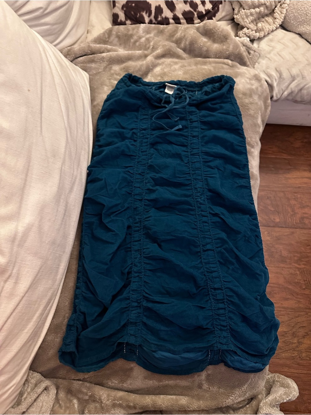 Corduroy teal maxi boho skirt